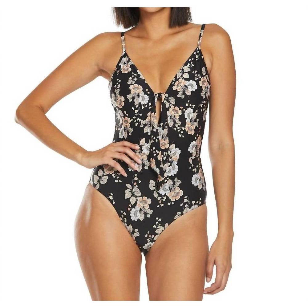 Seafolly Black and Cream Floral One Piece Swimsuit